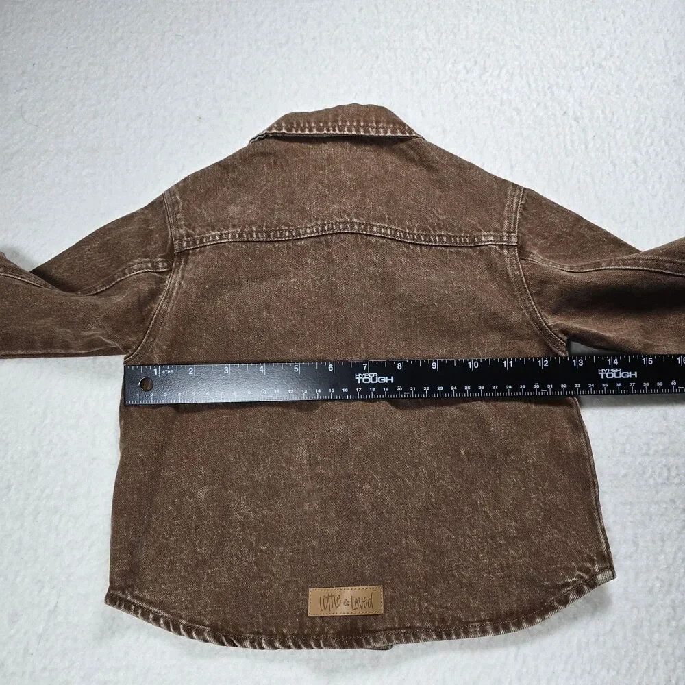 Little & Loved Brown Soft Denim Shacket Jacket Snap Button Up 2T